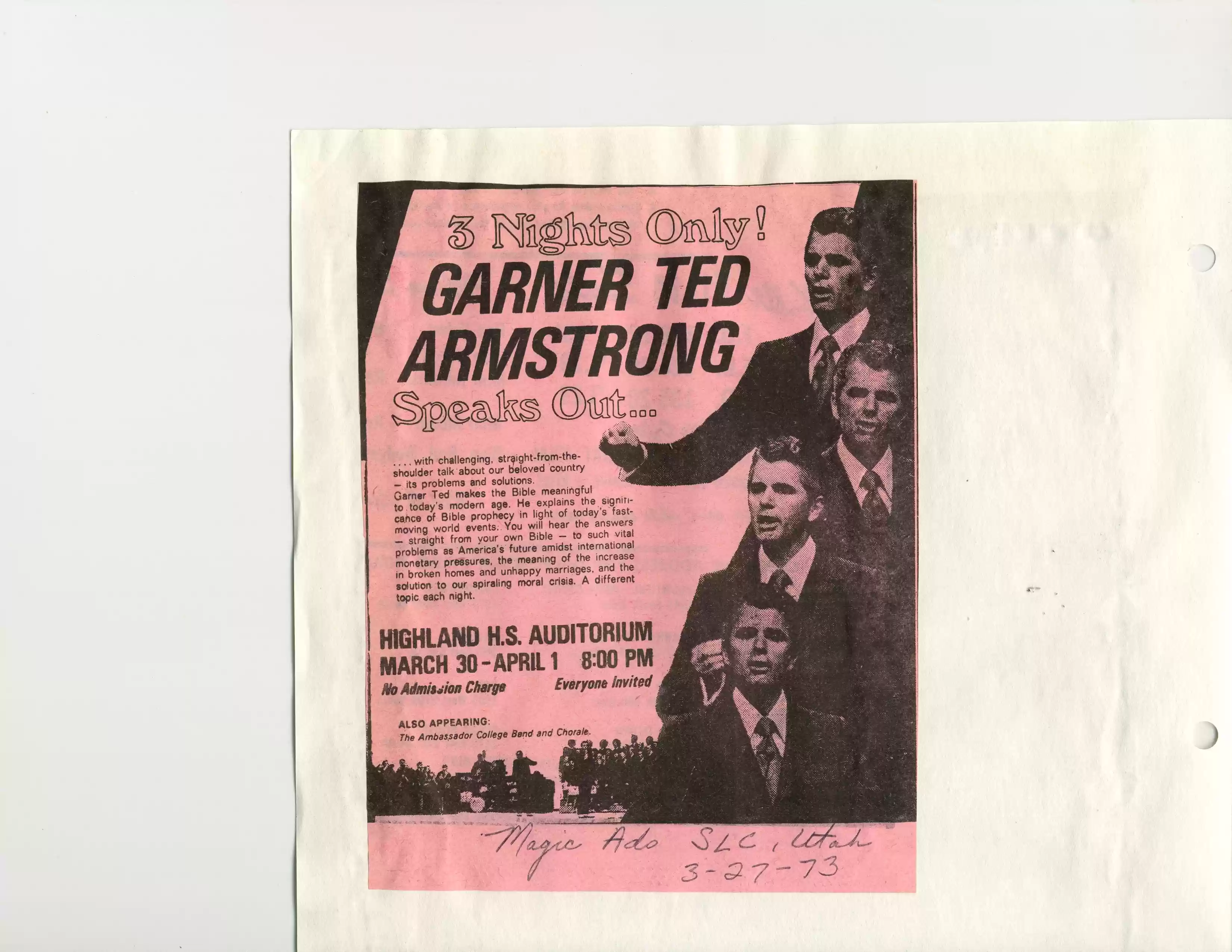 Magic Ads, Salt Lake City, UT, 3-27-73
